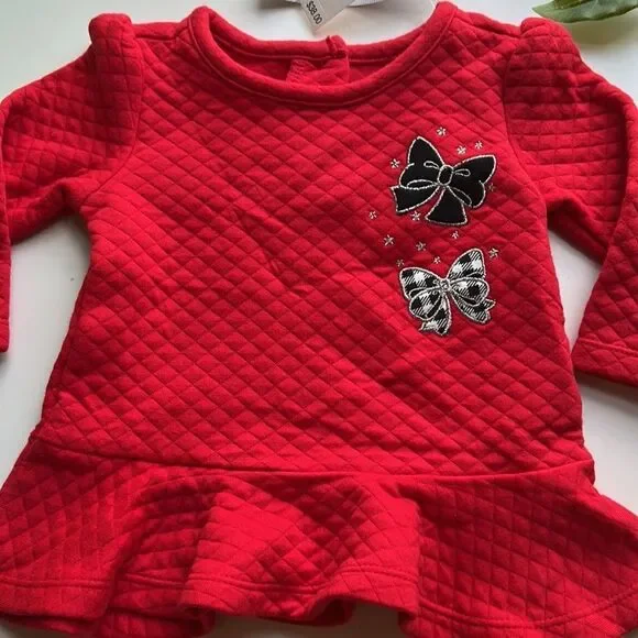 Kids Headquarters Baby Red Ribbons and Bows Quilted Top Sz 3-6 M - Picture 3 of 4